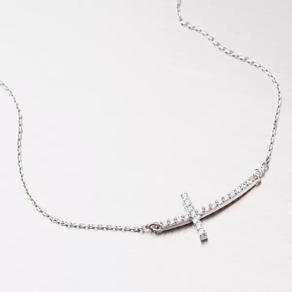 Dámsky náhrdelník biele zlato 585 zirkón 15-017