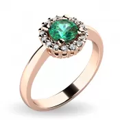 Dámsky prsteň prírodný diamant 0,50 ct G/SI smaragd a diamanty 10924-CV-SMAR