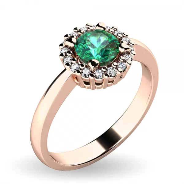 Dámsky prsteň prírodný diamant 0,50 ct G/SI smaragd a diamanty 10924-CV-SMAR