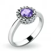 Dámsky prsteň biele zlato 585/1000 prírodný diamant 0,50 ct G/SI tanzanit a tanzanitové diamanty 10924-B-TZN