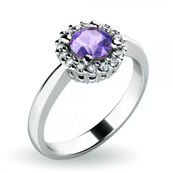 Dámsky prsteň biele zlato 585/1000 prírodný diamant 0,50 ct G/SI tanzanit a tanzanitové diamanty 10924-B-TZN