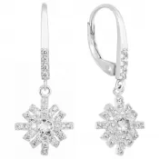 Strieborné náušnice visiace so zirkónom biela vločka 11299.1