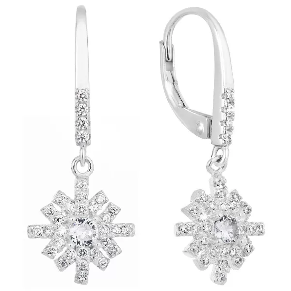 Strieborné náušnice visiace so zirkónom biela vločka 11299.1
