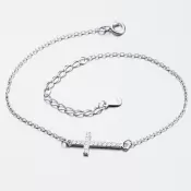 Strieborný náramok s krížikom BST-14356