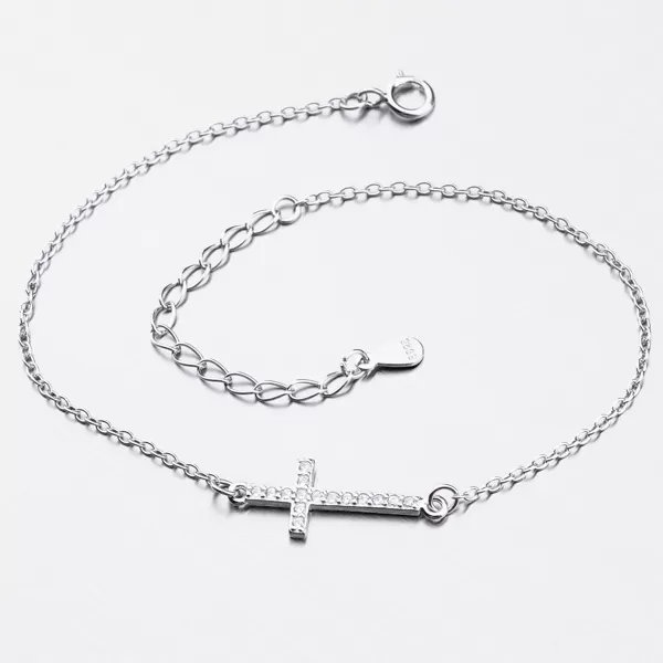 Strieborný náramok s krížikom BST-14356