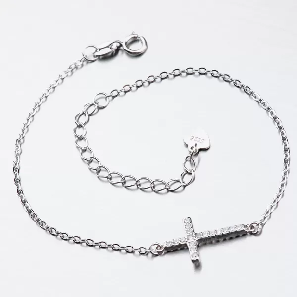 Strieborný náramok s krížikom BST-14406