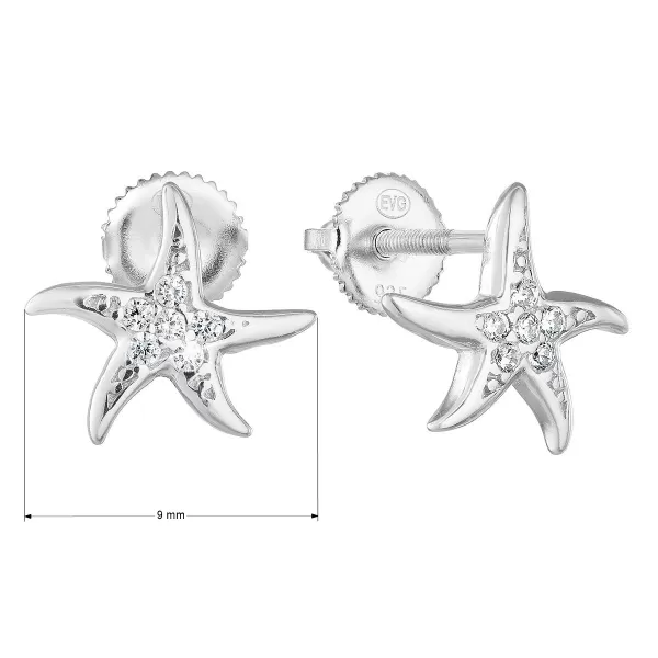 Strieborné napichovacie náušnice so zirkónovou bielou hviezdou 11292.1