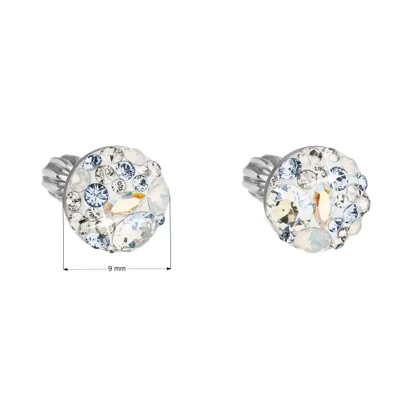 Strieborné náušnice pecka s kryštálmi Swarovski modré okrúhle 31336.3 light sapphire
