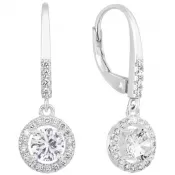 Strieborné náušnice visiace so zirkónom biele okrúhle 11300.1