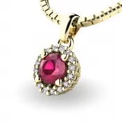 Dámsky prívesok prírodný diamant 0,50 ct G/SI s rubínom 10927-ZL-RUB