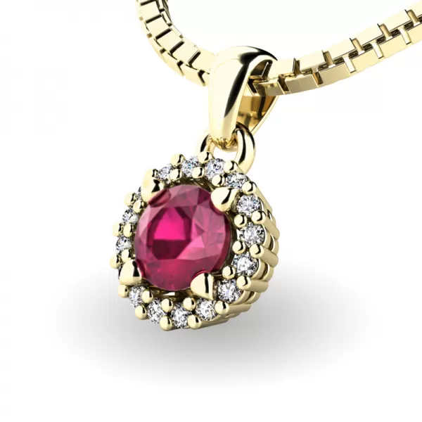 Dámsky prívesok prírodný diamant 0,50 ct G/SI s rubínom 10927-ZL-RUB