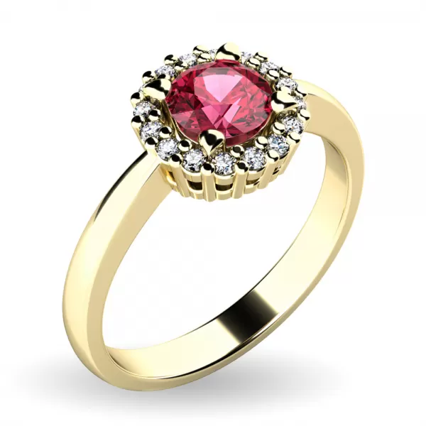 Dámsky prsteň žlté zlato 585/1000 prírodný diamant 0,50 ct G/SI turmalín a diamanty 10924-ZL-TUR