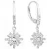 Strieborné náušnice visiace so zirkónom biela vločka 11299.1