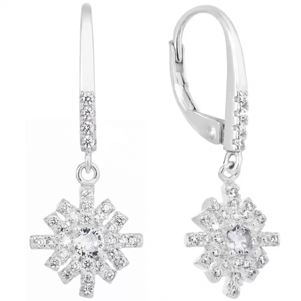 Strieborné náušnice visiace so zirkónom biela vločka 11299.1