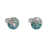 Strieborné náušnice pecka s kryštálmi Swarovski mix farieb okrúhle 31336.3 magic indicolite