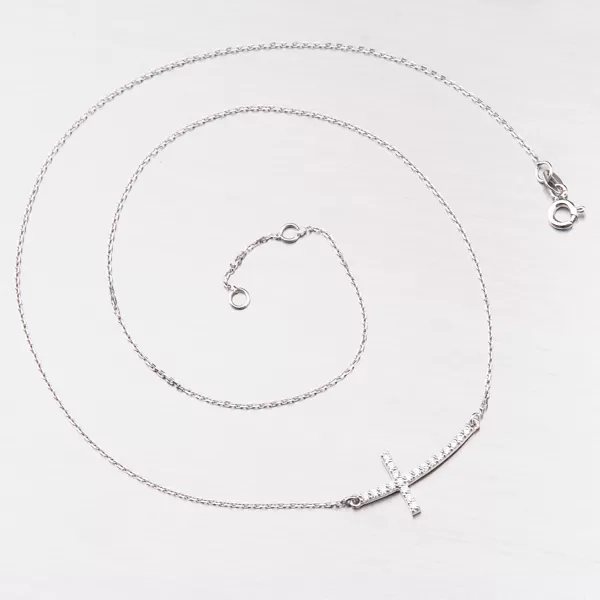 Dámsky náhrdelník biele zlato 585 zirkón 15-017