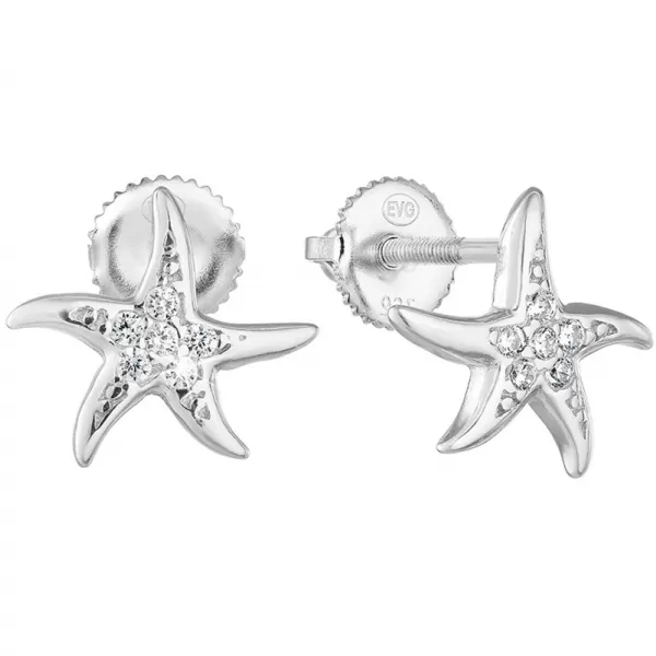 Strieborné napichovacie náušnice so zirkónovou bielou hviezdou 11292.1