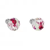 Strieborné náušnice pecka s kryštálmi Swarovski mix farieb okrúhle 31336.3 sweet love