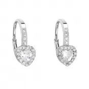 Strieborné náušnice visiace so zirkónom biele srdce 11204.1