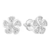 Strieborné náušnice pecka so zirkónom biela kvietka 11310.1