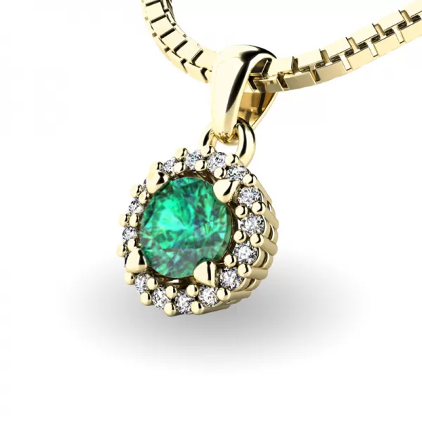 Dámsky prívesok prírodný diamant 0,50 ct G/SI so smaragdom 10927-ZL-SMAR