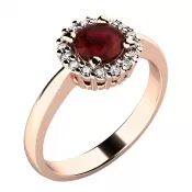 Dámsky prsteň prírodný diamant 0,50 ct G/SI granát a diamanty 10924-CV-GRA