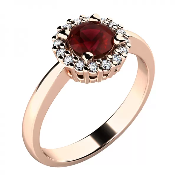 Dámsky prsteň prírodný diamant 0,50 ct G/SI granát a diamanty 10924-CV-GRA