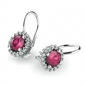 Dámske náušnice žlté zlato 585/1000 so zirkónmi a rubínmi 10925-B-ZIR-CV