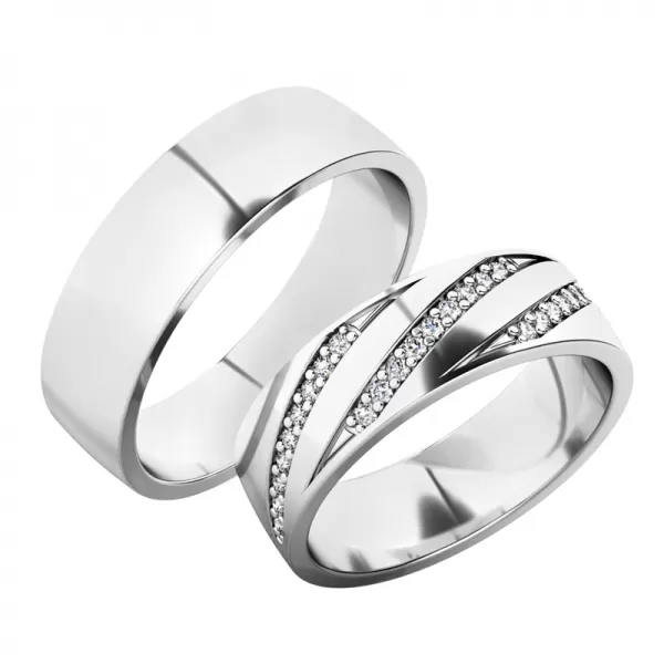 Snubné prstene z bieleho zlata SP-61078B