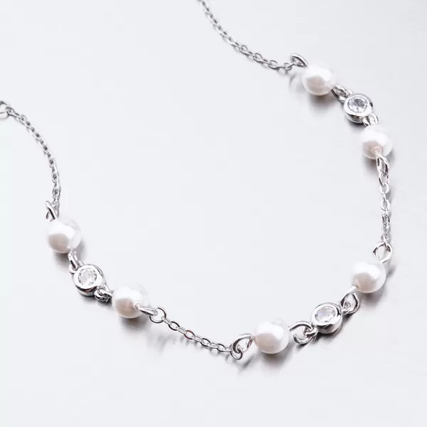 Perlový náramok so zirkónmi BST-14348