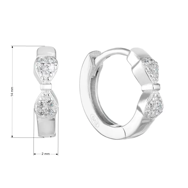 Strieborné náušnice kruhy so zirkónom v bielej farbe 11251.1