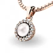 Dámsky prívesok prírodný diamant 0,080 ct perla 10931-CV-FW-DIA