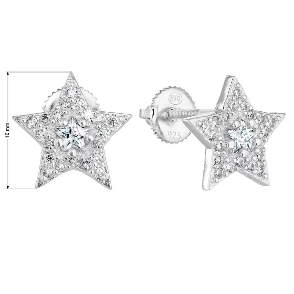 Strieborné napichovacie náušnice so zirkónovou bielou hviezdou 11282.1