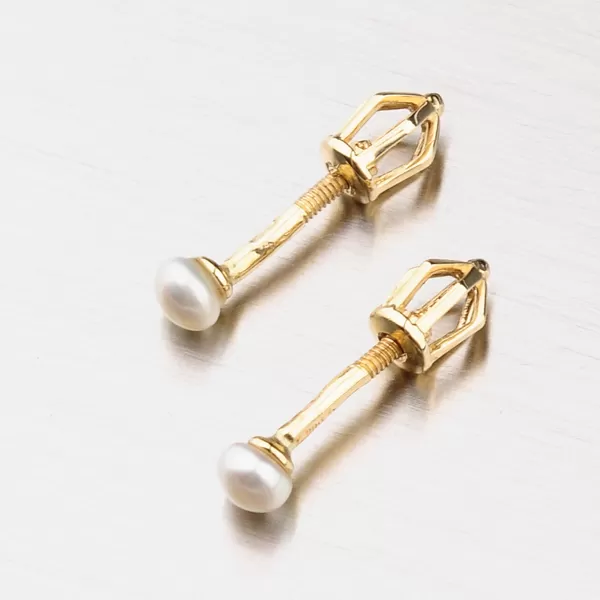 Dámske náušnice žlté zlato 585 s prírodnými perlami 42-31560