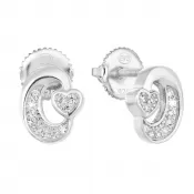 Strieborné náušnice pecka so zirkónom v bielej farbe 11313.1