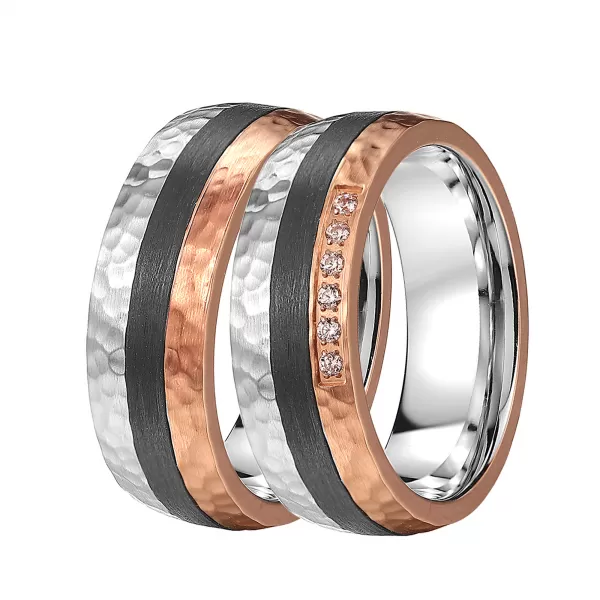 Oceľové snubné prstene s karbónom SC-88100