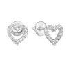 Strieborné náušnice pecka so zirkónom biele srdce 11270.1