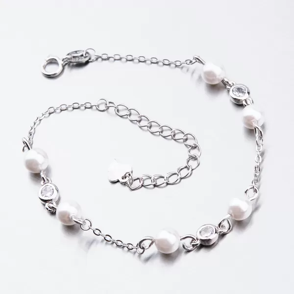 Perlový náramok so zirkónmi BST-14348