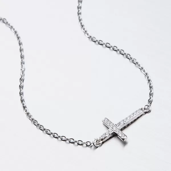 Strieborný náramok s krížikom BST-14406