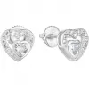 Strieborné náušnice pecka so zirkónom biele srdce 11288.1