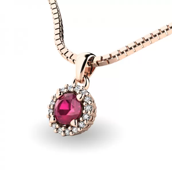 Dámsky prívesok prírodný diamant 0,50 ct G/SI s rubínom 10927-CV-RUB