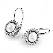 Perlové náušnice s diamantmi 10929-B-FW-DIA