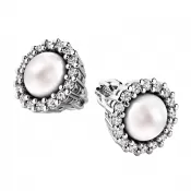 Perlové náušnice s diamantmi 10930-B-DIA-FW
