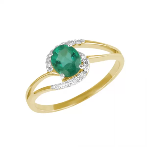 Prsteň so smaragdom a diamantmi GKW45110-ZL-SMAR