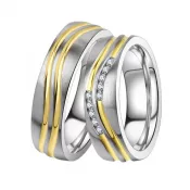 Oceľové snubné prstene so zirkónmi ST-88093