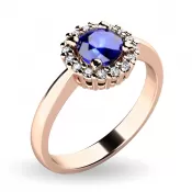 Dámsky prsteň prírodný diamant 0,50 ct G/SI zafír a diamanty 10924-CV-SAF