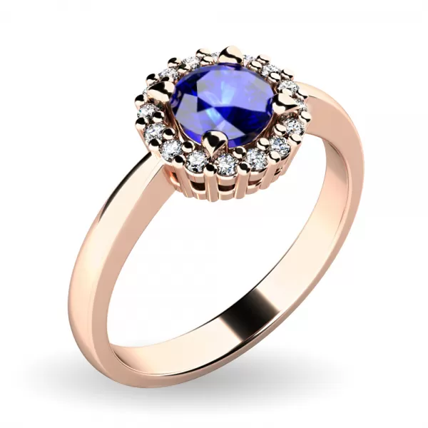 Dámsky prsteň prírodný diamant 0,50 ct G/SI zafír a diamanty 10924-CV-SAF