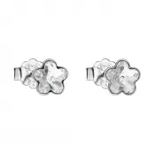 Strieborné náušnice pecka s kryštálmi Swarovski biela kvietka 31080.1