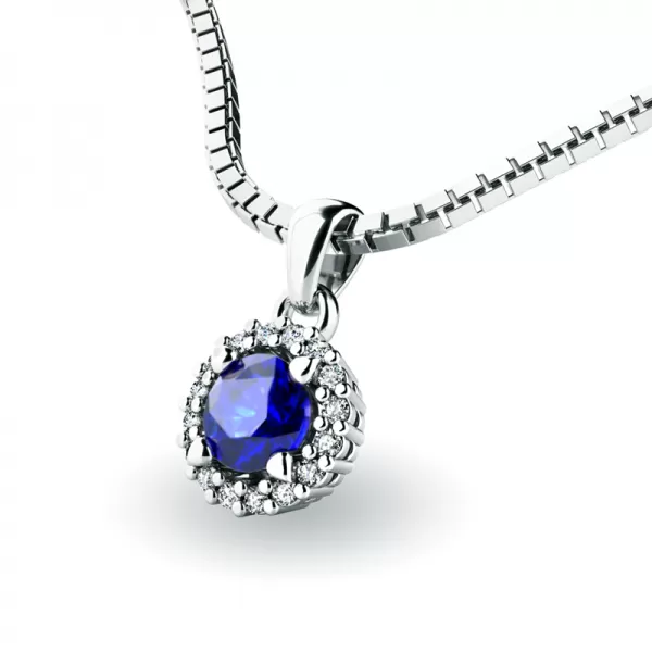 Dámsky prívesok prírodný diamant 0,50 ct G/SI so zafírom 10927-B-SAF