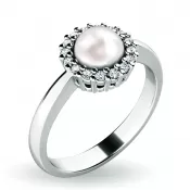 Perlový prsteň s diamantmi 10928-B